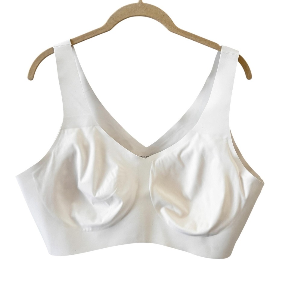 Honeylove Wireless Bralette Womens 3X White V Neck Smoothing Microfiber Bra